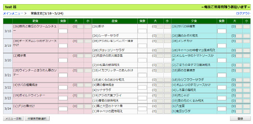 オンライン発注画面